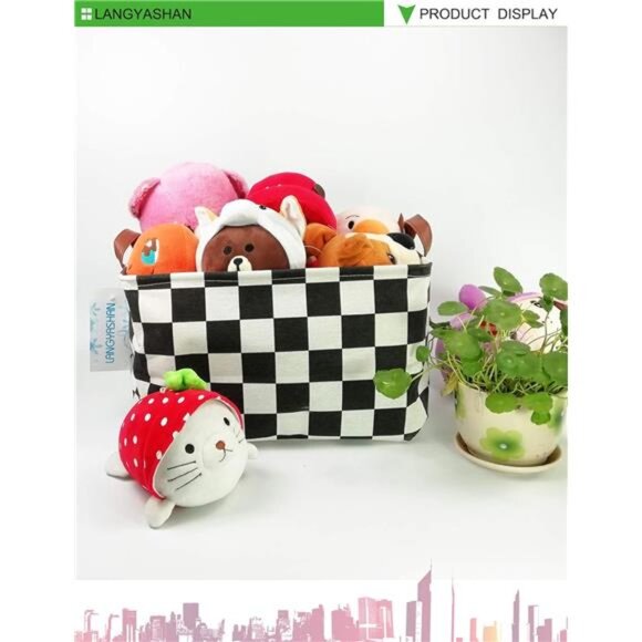 LANGYASHAN Rectangular Storage Bin Collapse Canvas Fabric Cartoon Storage - Picture 4 of 7